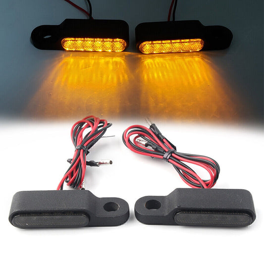 for Mini LED Turn Signal Light Lamp Brake Clutch Lever Flashers Black Pair Motor
