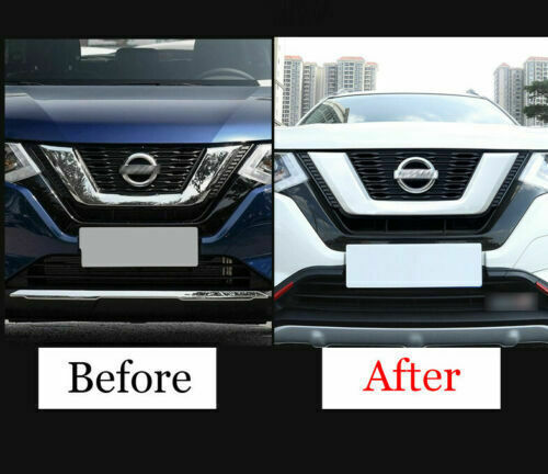 for Nissan Rogue X-Trail 2017-2020White Front Mesh Grille Grill Frame Cover Trim