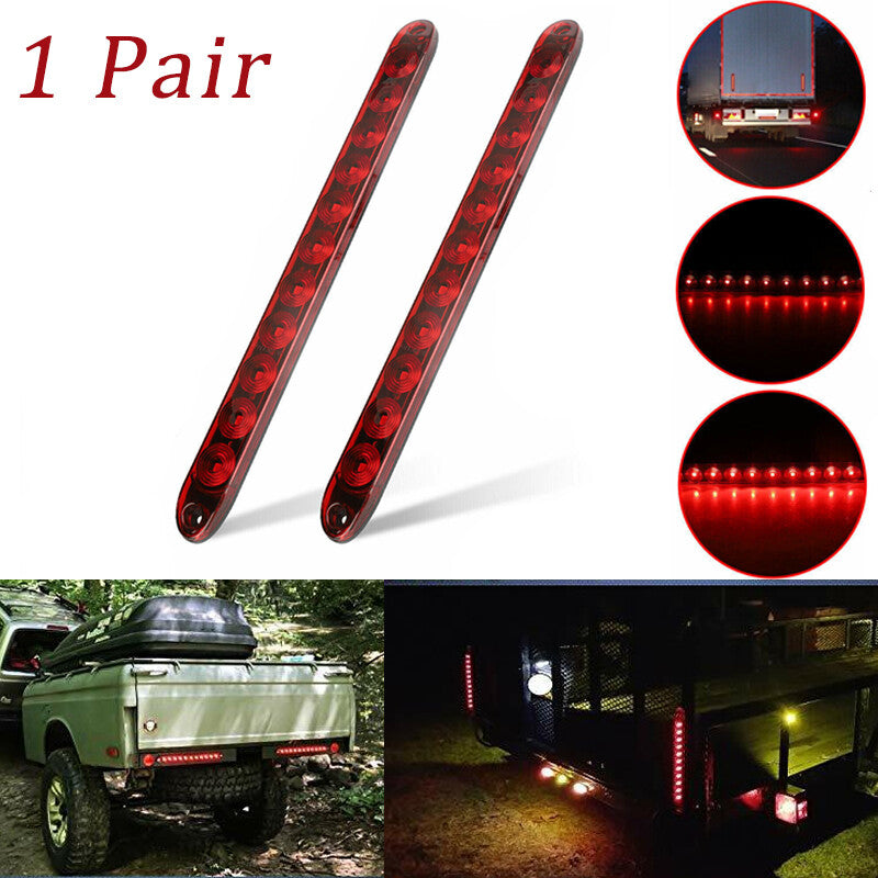 1Pair 16 Rear LED Bumper Reflector Brake Tail Light Signal Lamps Trailer Marker