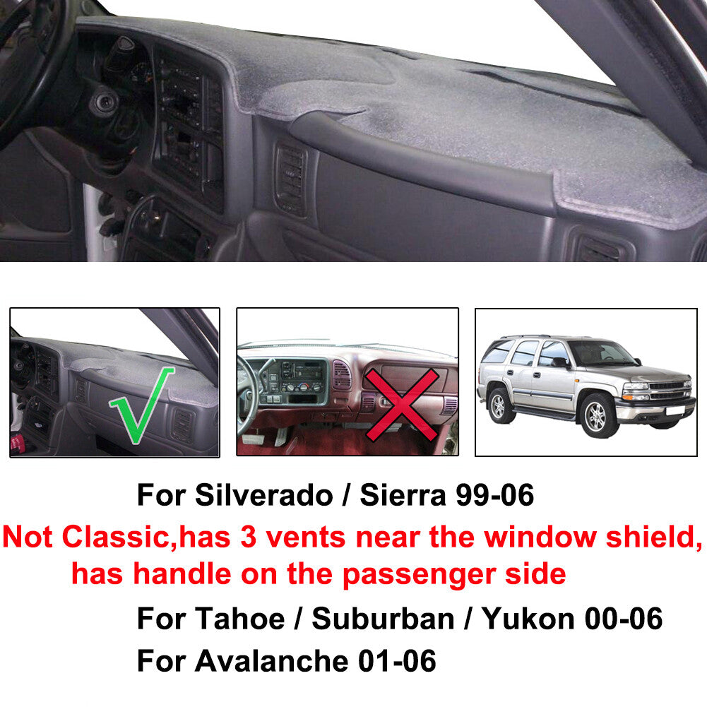 Dash Cover Mat for GMC for Sierra Pickup 99-06 BLACK Dashboard Pad Carpet Anti-Slip