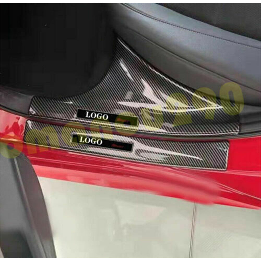 8p for Honda for Civic 2022-2023 Carbon Fiber Door Sill Scuff Plate Cover Guard Trim