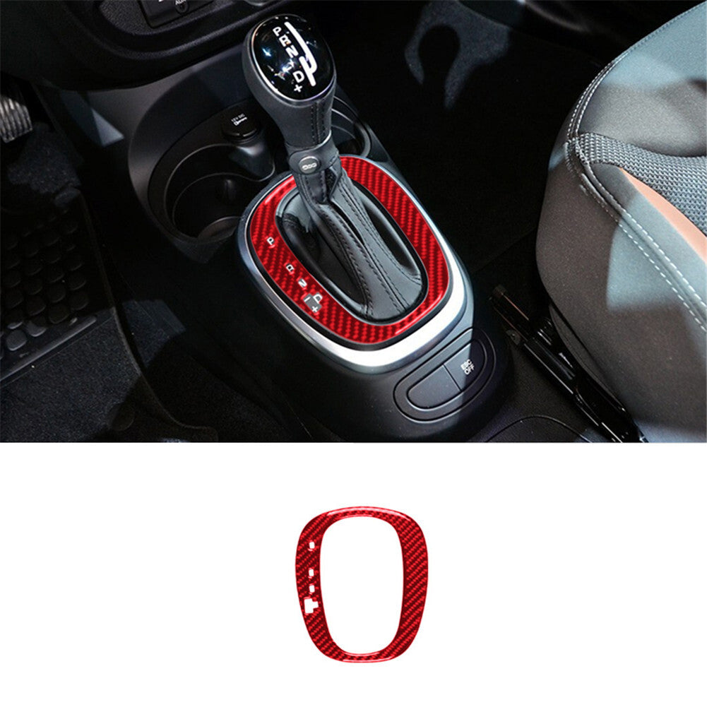 Red Carbon Fiber Automatic Transmission Panel Cover Trim for Fiat 500L 2014-2017