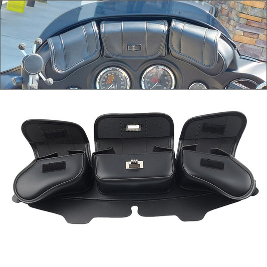 3 Pocket Windshield Bag for Harley Electra Glide FLHTC Street Glide FLHX 96-13