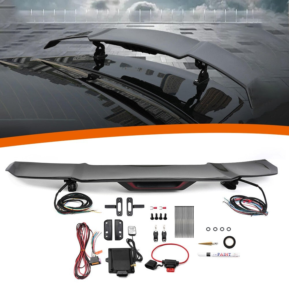 Electric Automatic Adjustable Carbon Fiber Water Transfer Rear Spoiler Wings