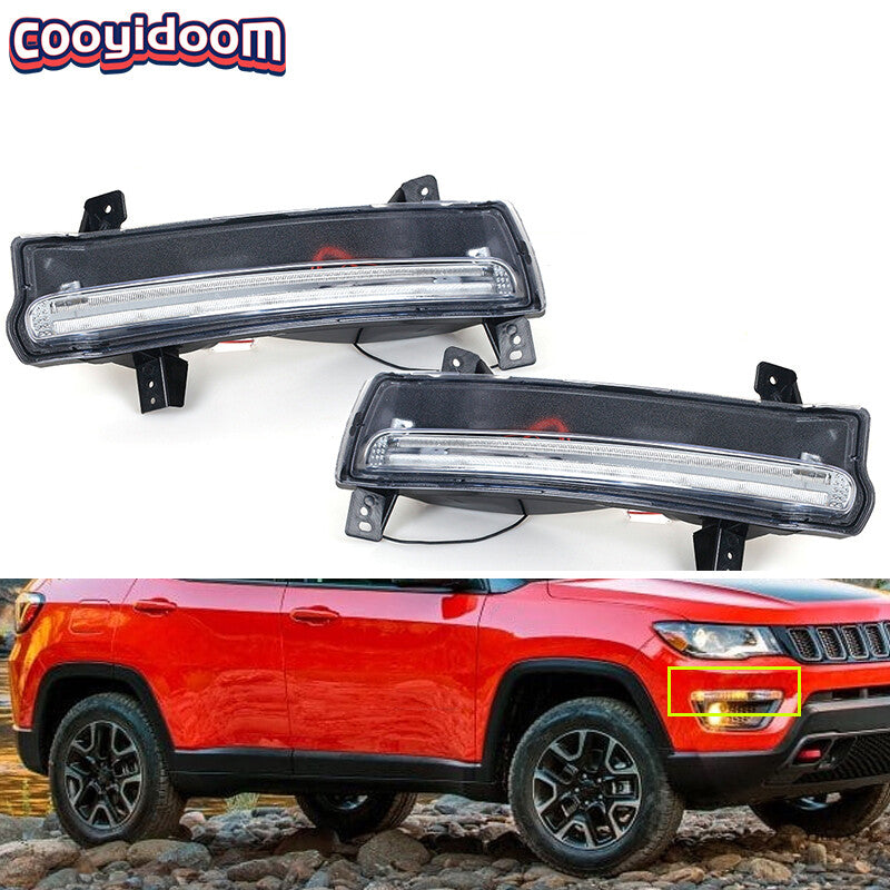 Suitable for 2017-19 for Jeep Compass LED Front Daytime Running Lights (DRL) and Fog Lights (LHRH)