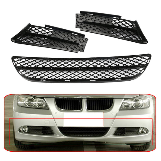 3pcs Front Lower Bumper Grille Cover for 2006-2008 for BMW 3-Series 325i 328i 330i