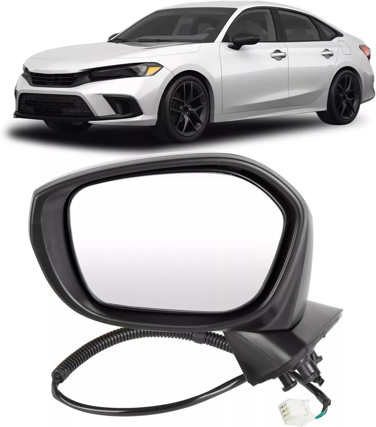 New for Honda for Civic 2022 2023 3 pins Power Adjust Black Mirror Left Driver Side