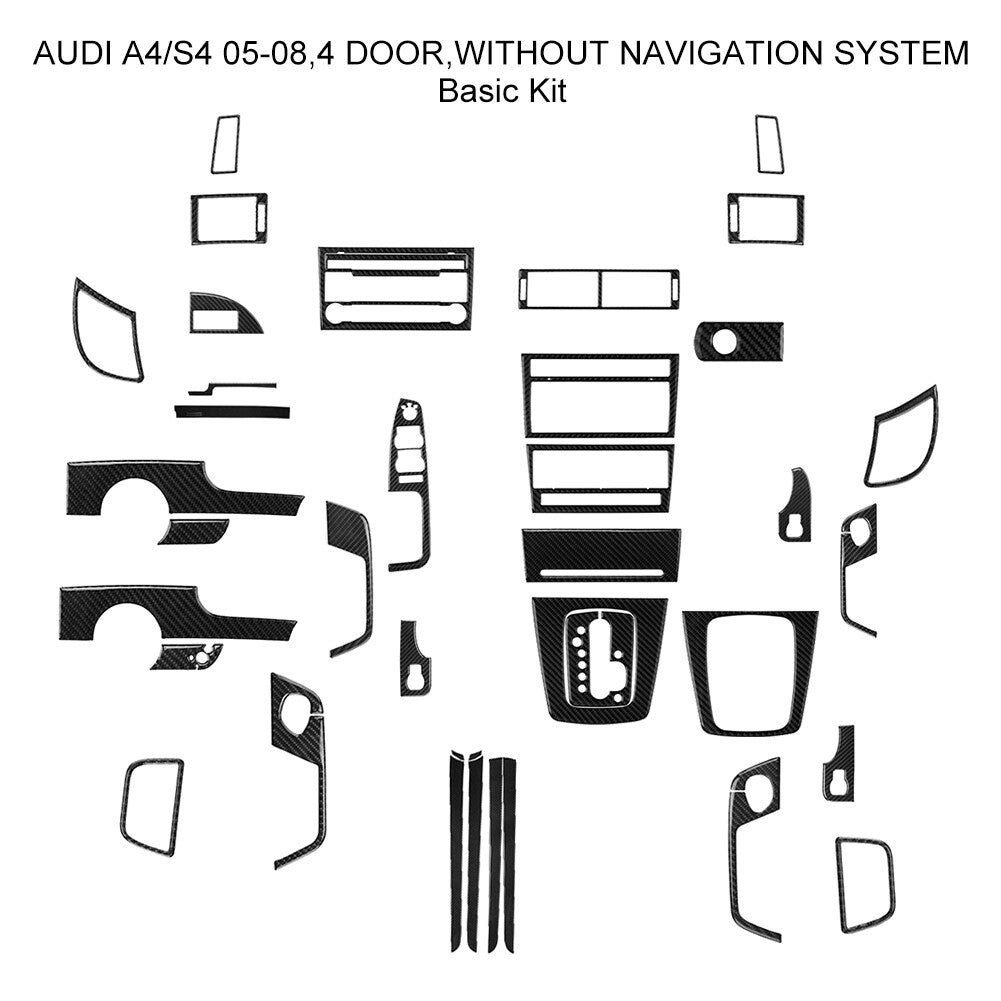 Carbon Fiber Full Set Interior Cover Trim Kit for Audi for A4 S4 B7 2005-2008