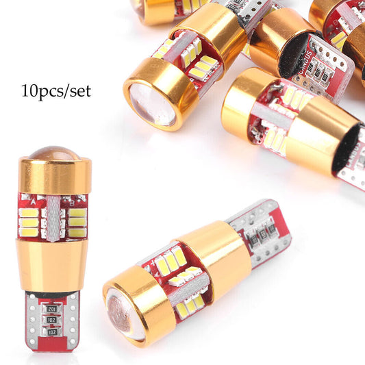 10x LED CANBUS ERROR Car Side Wedge Light Bulb White 5W T10 3014 27SMD