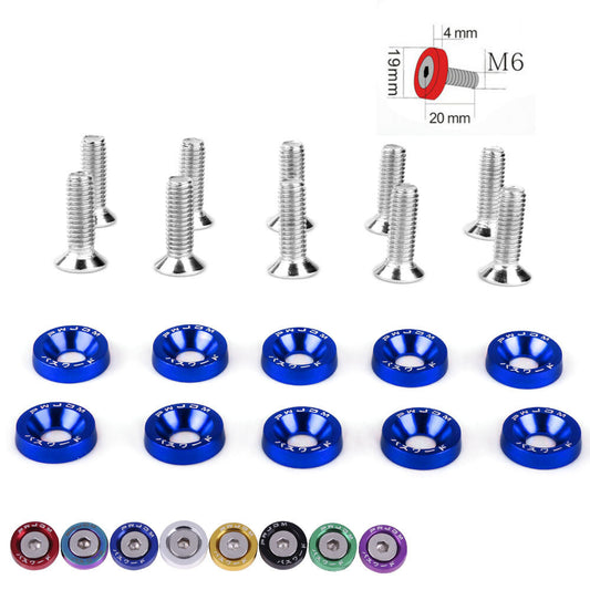 10 PC Fender Washer Bumper M6 Washer Screw Bolt Engine Dress Up Kit Password JDM
