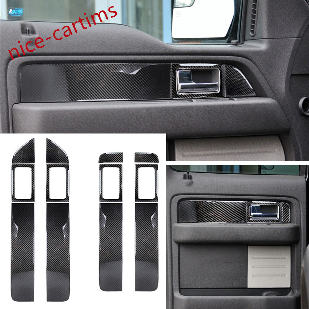 12Pcs Carbon Fiber Interior Side Door Panel Decor Trim Kit for Ford F150 2009-14