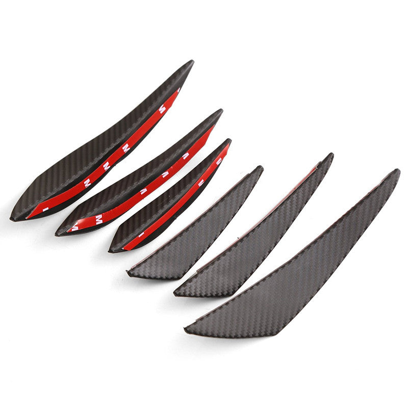 6Pcs Carbon Fiber Style Printing Car Front Bumper Fins Lip Kit Canards Splitter