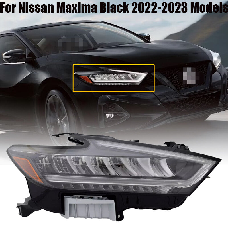 Right Side for Nissan Maxima Black 2022-2023 Models RH LED Headlight