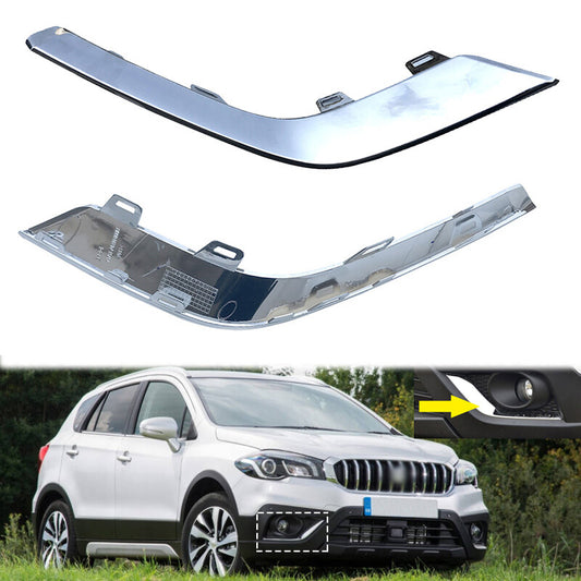 Pair Front Fog Light Lamp Chrome Trim Cover for Suzuki SX4 S-Cross SX4 Crossover