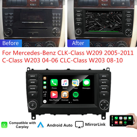 7 Android 11 Stereo Radio GPS 2+32GB for Mercedes C-Class W203 CLK W209 Carplay