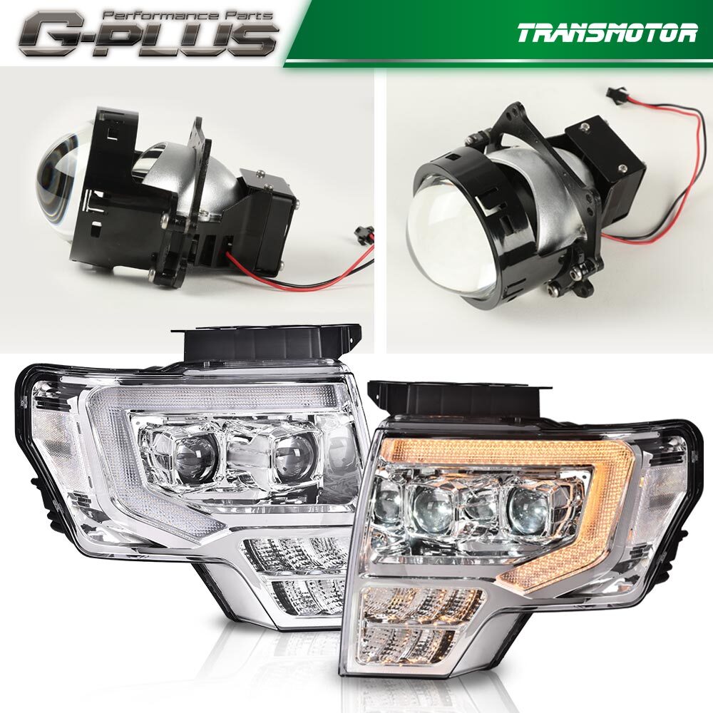 Suitable for 09-14 for Ford F-150s with new dual LED projector chrome headlights (left + right).