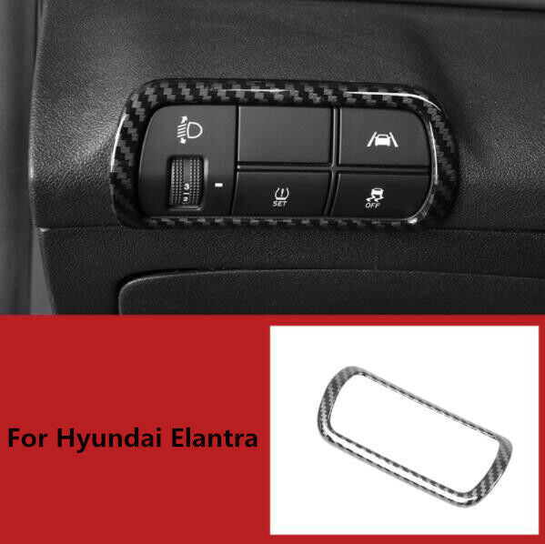 Carbon Fiber Headlight Switch Button Cover Trim for Hyundai for Elantra 2021 2022