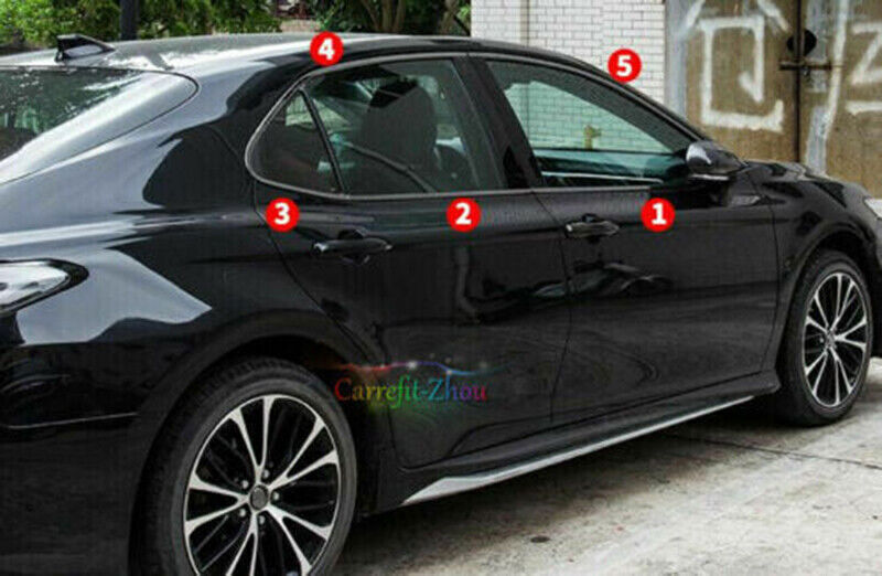 for Toyota for Camry 2018-2023 Gloss Black Steel Window Molding Strip Cover Trim 10x