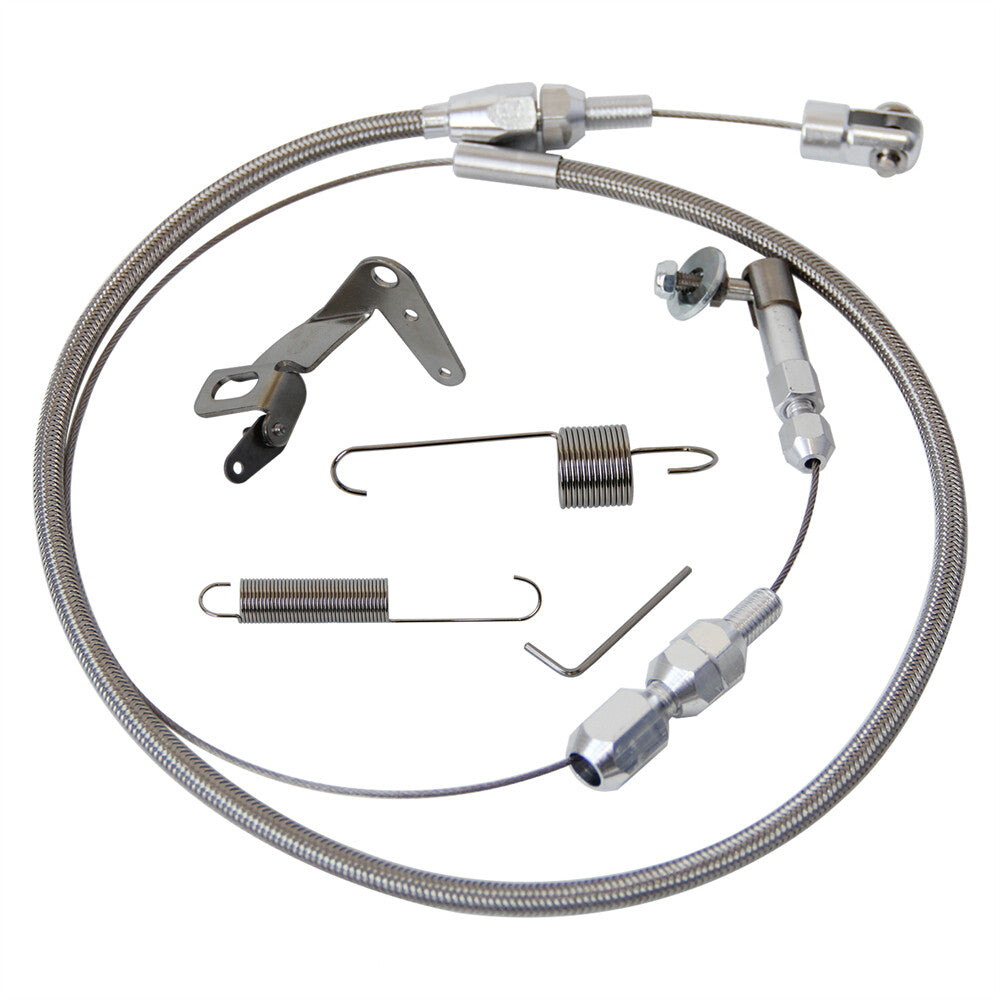Universal Stainless Steel 36 Throttle Gas Cable  Spring Set Street Hot Rod