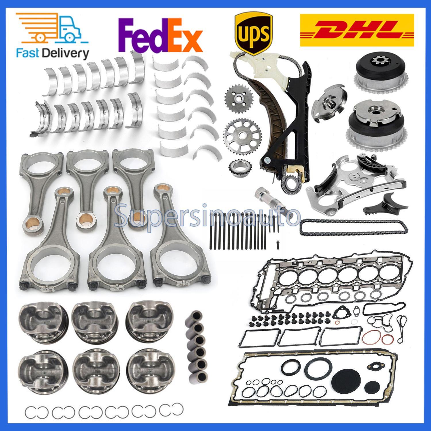 for BMW N55 3.0L Engine Overhaul Rebuild Kit -PistonsConnecting Rod GasketVVT