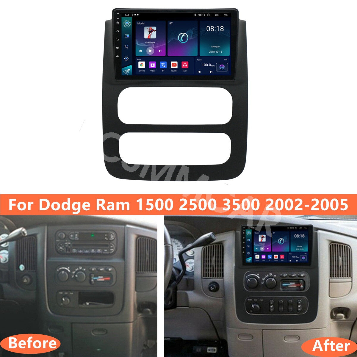 Fit For 2002-2005 for Dodge for Ram 1500 For CarPlay Android Auto Bluetooth Car Stereo