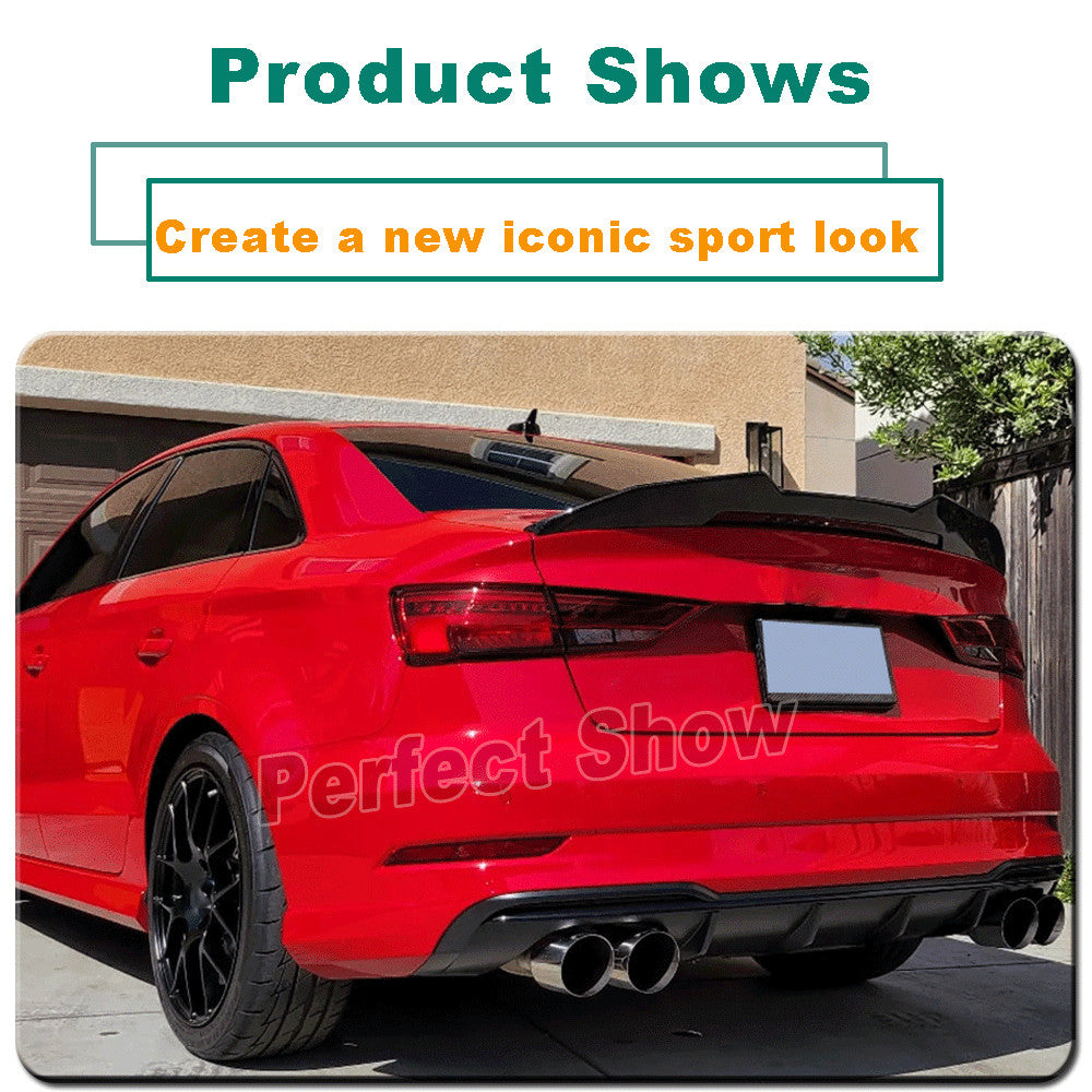 for AUDI A3 S3 RS3 Sedan 2014-20 Real Carbon Fiber Rear Trunk Spoiler Boot Wings