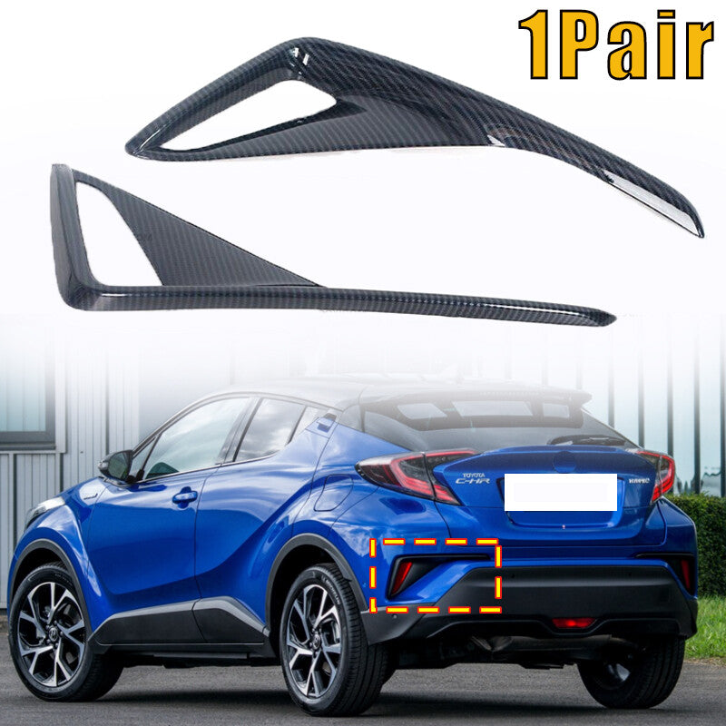 for Toyota C-HR CHR 18-22 2X Carbon Fiber Rear Fog Lamp Bumper Light Cover Trim