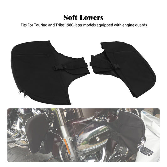 2x Soft Lowers Chaps Leg Warmer Bag Fits For Touring Street Road Glide 1980-2023