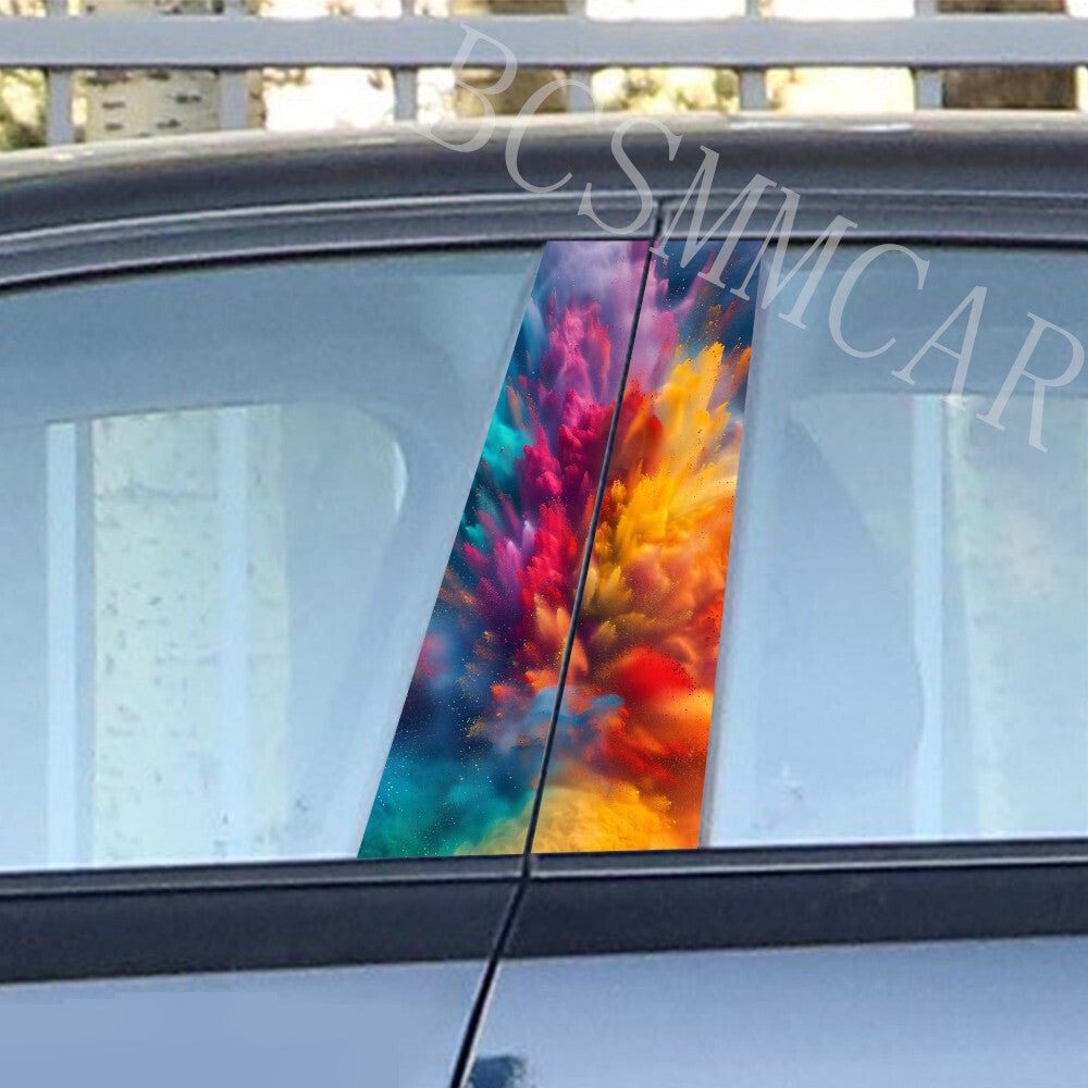 Car Sticker Window B-Pillar Post Trim Cover Decoration Colourful Waterproof 2pcs