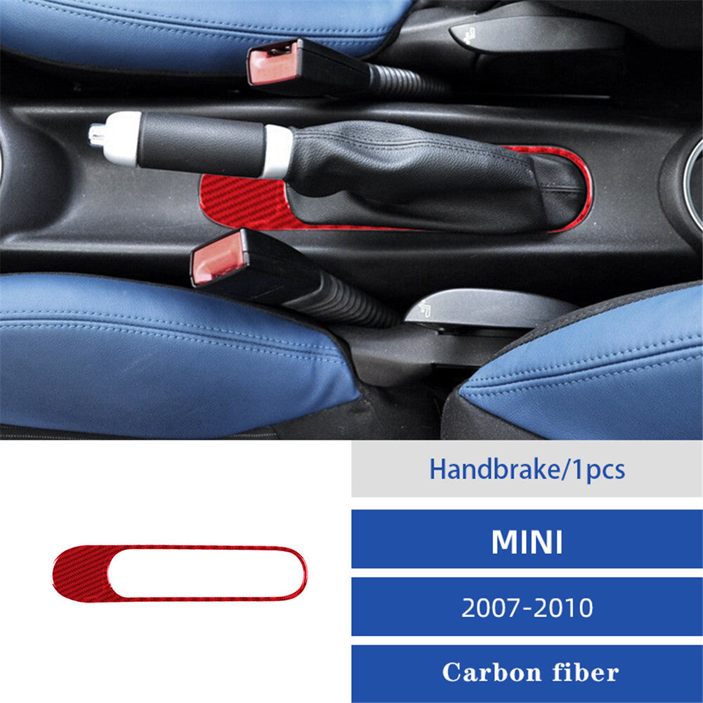 Red Carbon Fiber Handbrake Panel Trim for BMW for MINI Cooper 2007-2010
