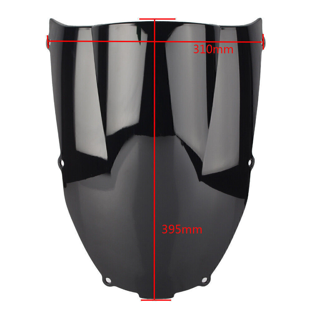 ABS Windshield Windscreen Double Bubble for Kawasaki ZX6R 2000-2002 Black