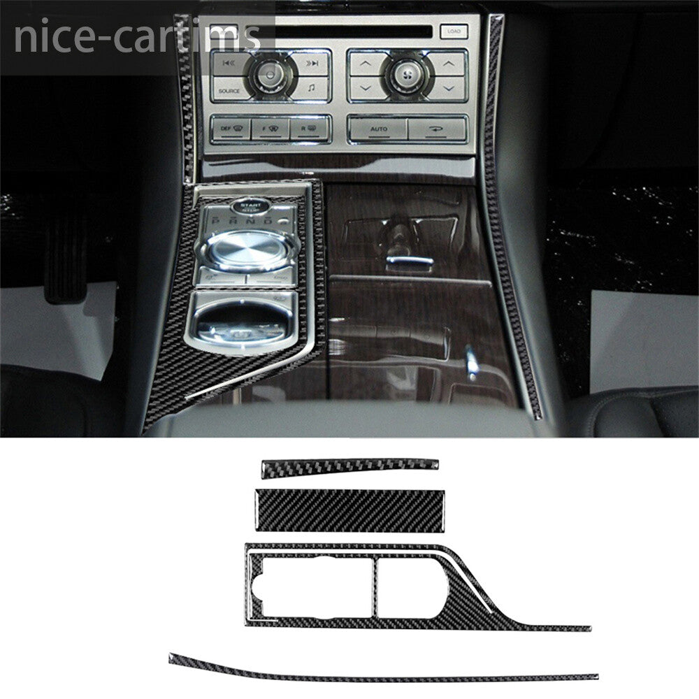 4¡ÁCarbon Fiber Central Control Gear Shift Panel Trim Kit for Jaguar XF 2009-2011