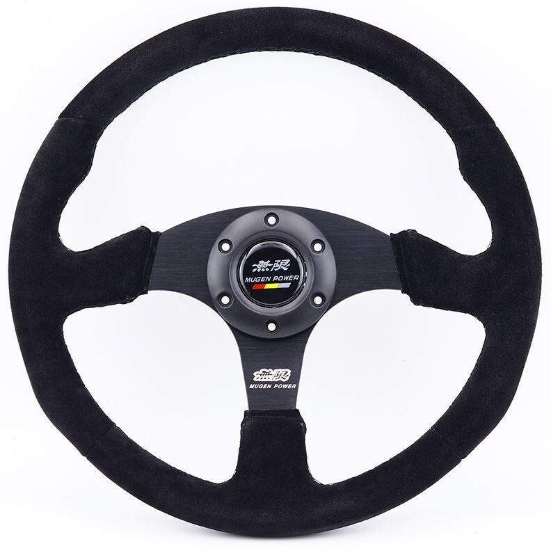 Car sports steering wheel horn button Mugen black suede 14-inch for Honda for Acura