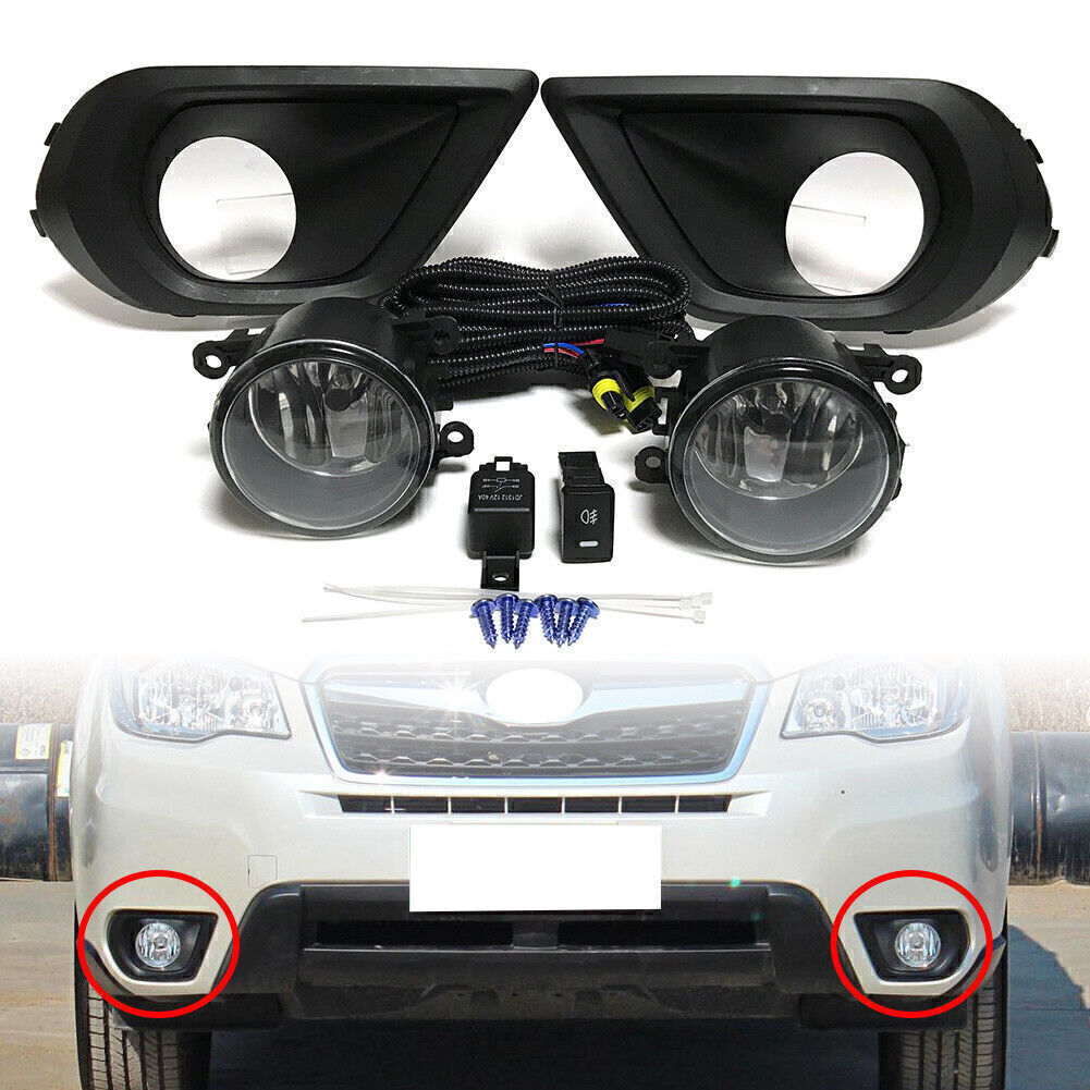 Pair Fog Light Lamp+Wiring+Switch Kit Set Fit for Subaru Forester 2014 2015 2016