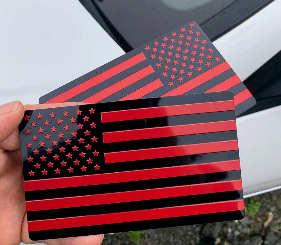 Car side fender rear trunk badge American flag red and black for Cadillac 2-piece set