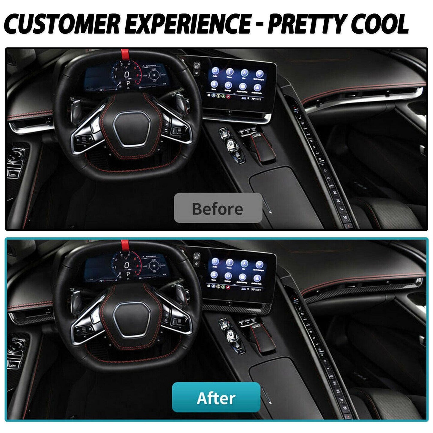 for Corvette C8 Z51 2020-2022 Dry Carbon Fiber Interior Console Dashboard Panel