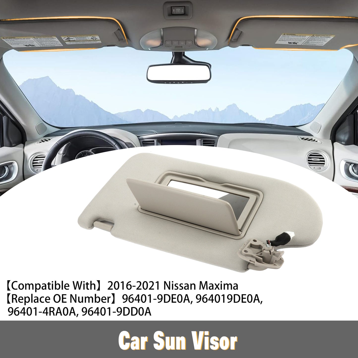 1PC 964019DE0A for Nissan Maxima 2016-2021 New Left Side Sun Visor w/ Lamp