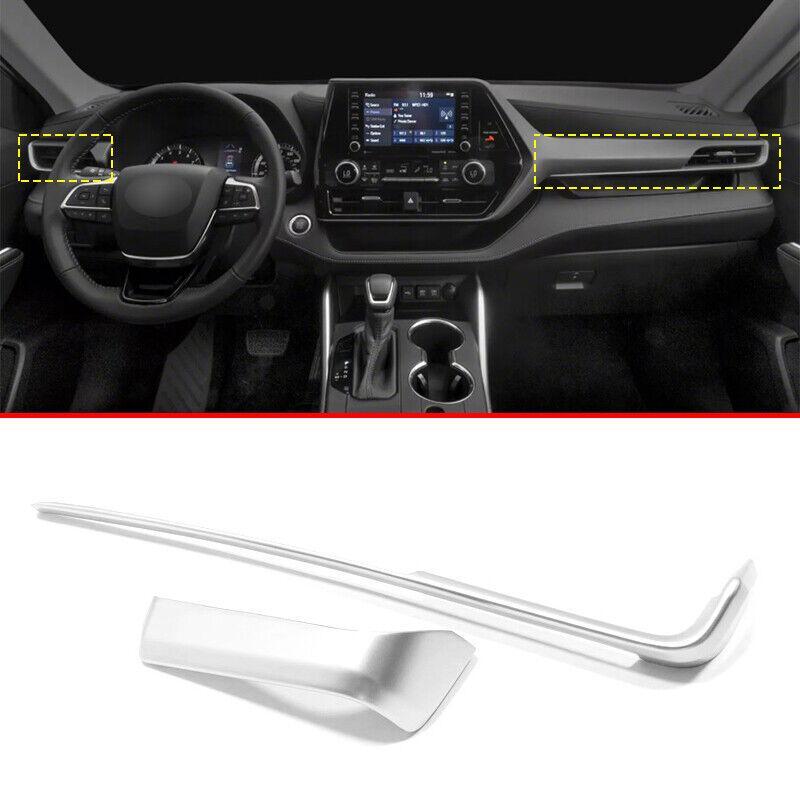 Matte Silver Center Console Dashboard Strip Trim for Toyota Highlander 2020-2023