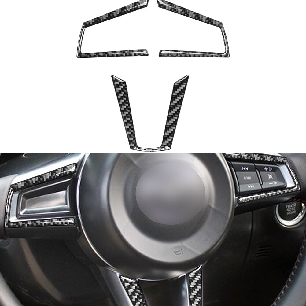 for Mazda MX-5 2016-2020 Carbon Interior Steering Wheel Button Panel Cover Trim