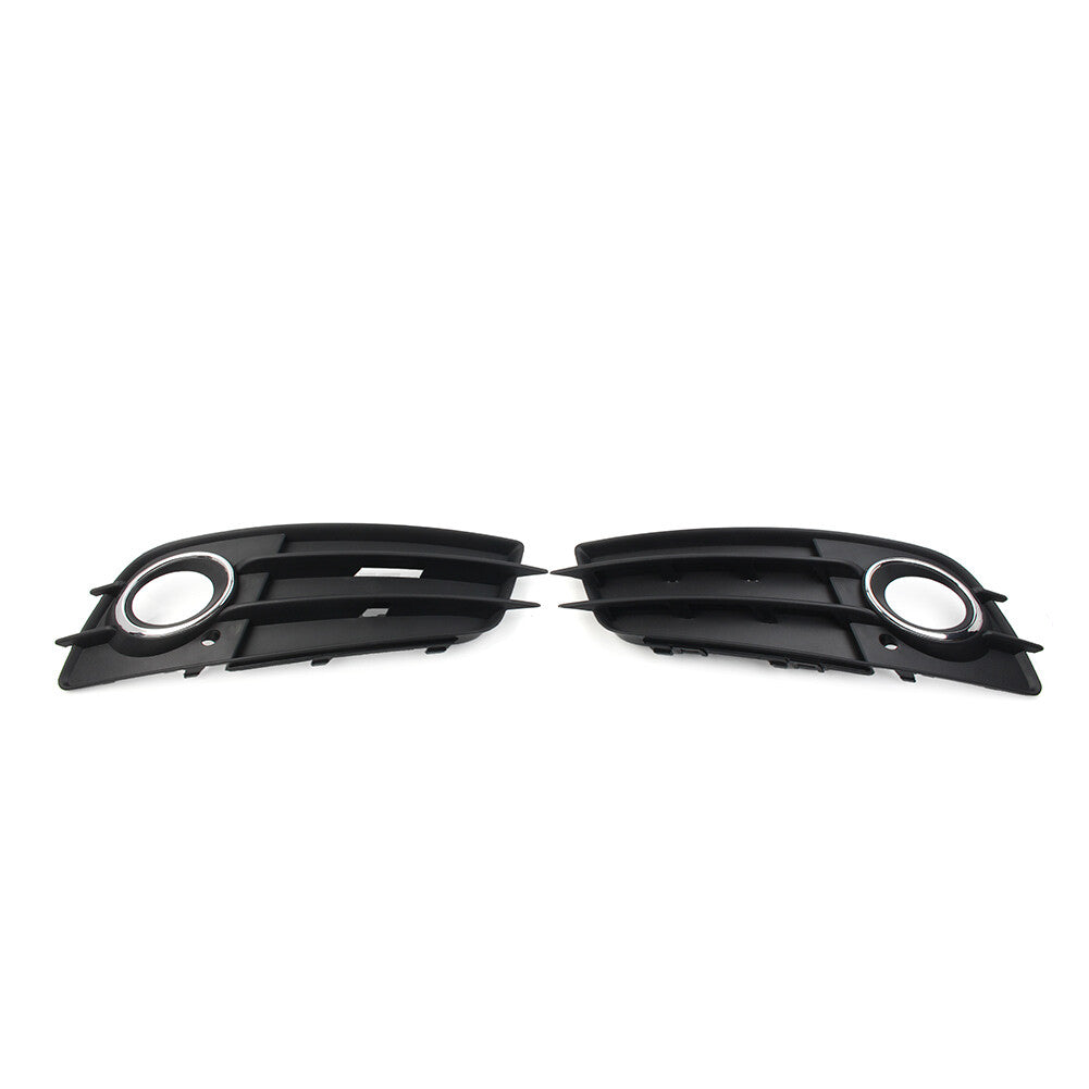 Front Bumper Fog Light Grille Cover W/Chrome Ring Pair for Audi A4 B8 S4 2008-12