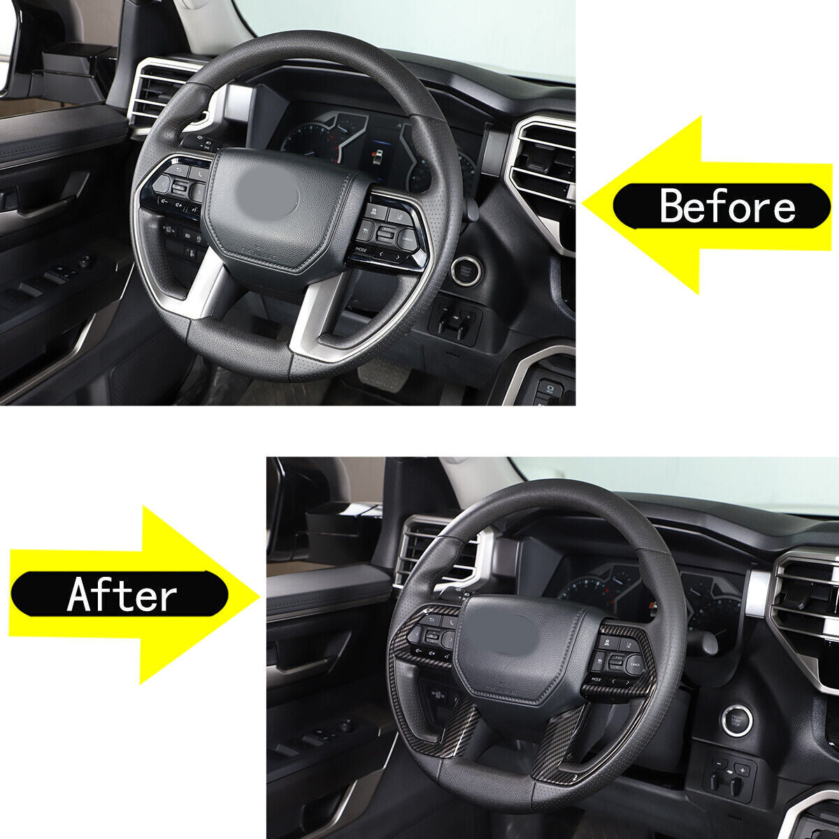 For Tundra 2022-2024 Carbon Fiber Pattern Steering Wheel Button Trim Cover