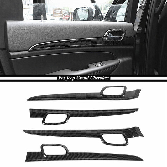 For 2011-20 for Jeep Grand Cherokee Carbon Fiber ABS Inner Door Panel Strip Trim 4Pc