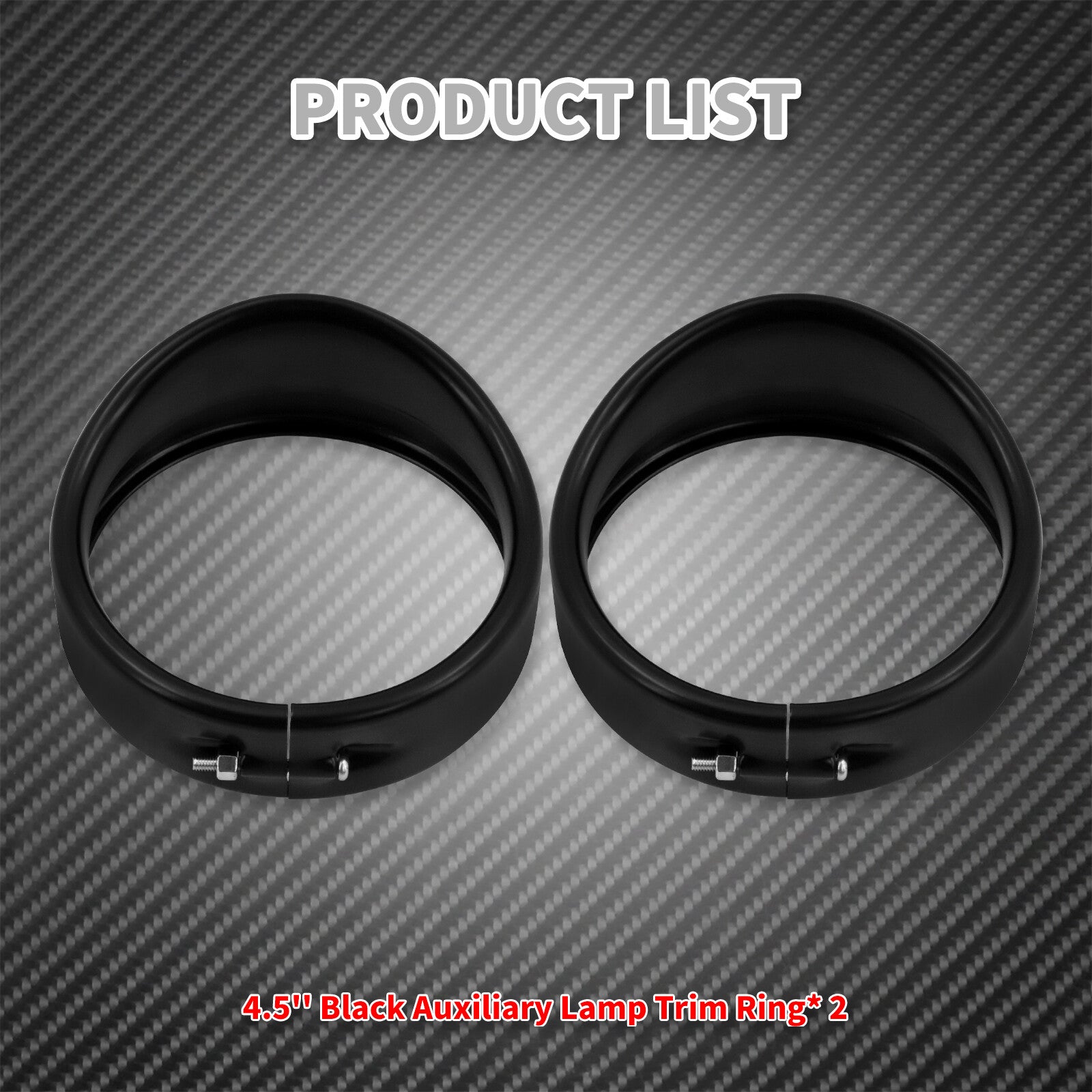 4-1/2 4.5 Auxiliary light Visor Ring Fit for Harley Touring Road Softail Black