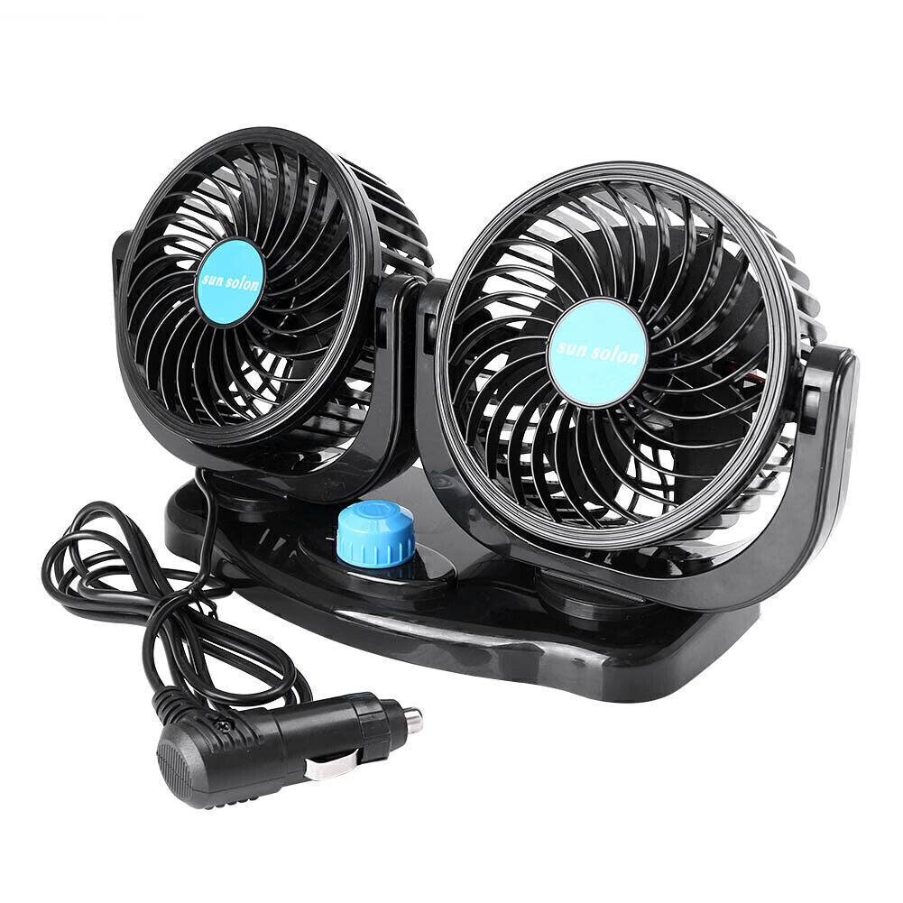 All-Round Portable 12V Car Vehicle Truck Air Fan Adjustable Cooler Black