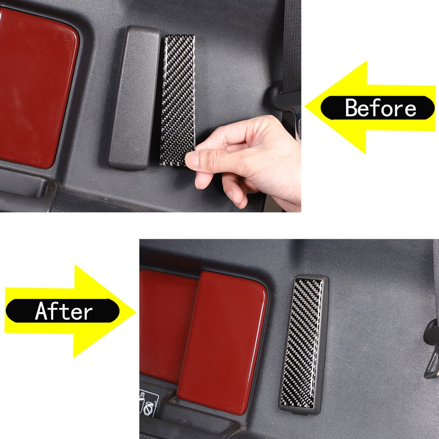 Carbon Fiber Interior Rear Door Handle Panel Cover For Toyot@ FJ Cruiser 2007-21