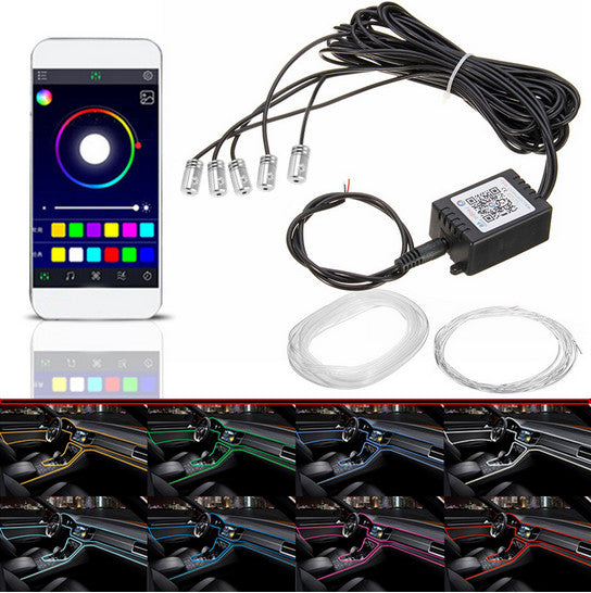 Car LED RGB Interior EL Neon Strip Atmosphere Multicolor light APP Phone Control