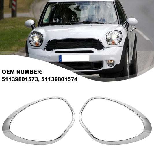 A pair of headlight bezel trims for 11-16 for Mini Cooper Countryman R60 Paceman R61