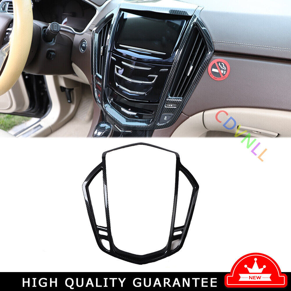 Middle Console Navigation Panel Trim for Cadillac SRX 2013-15 Black Carbon Fiber