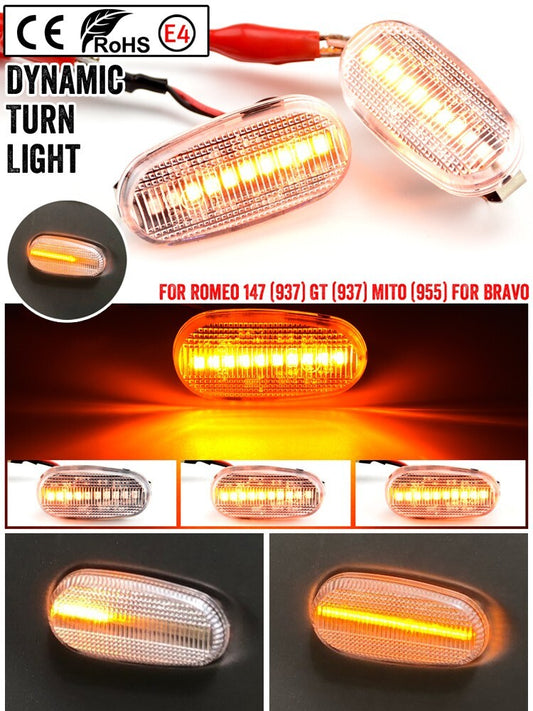 2pcs LED Dynamic Side Marker Light for Alfa Romeo 147 Turn Signal Light GT (937)