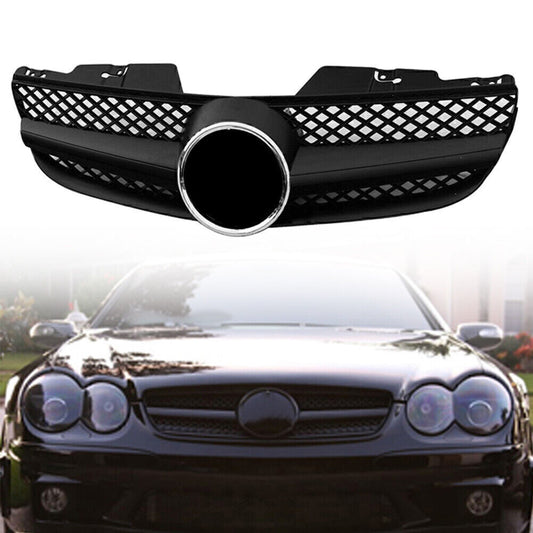 for Mercedes-Benz R230 SL550 SL63 2007-2008 1 fin Front Grille Grill Matte Black